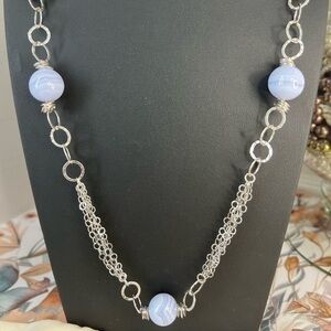 Makuti Sterling Silver Agate Necklace w/Matching Bracelet D4